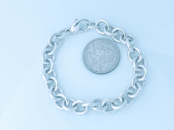 Vintage Solid Sterling Silver Thick Cable Rolo Ch… - image 7