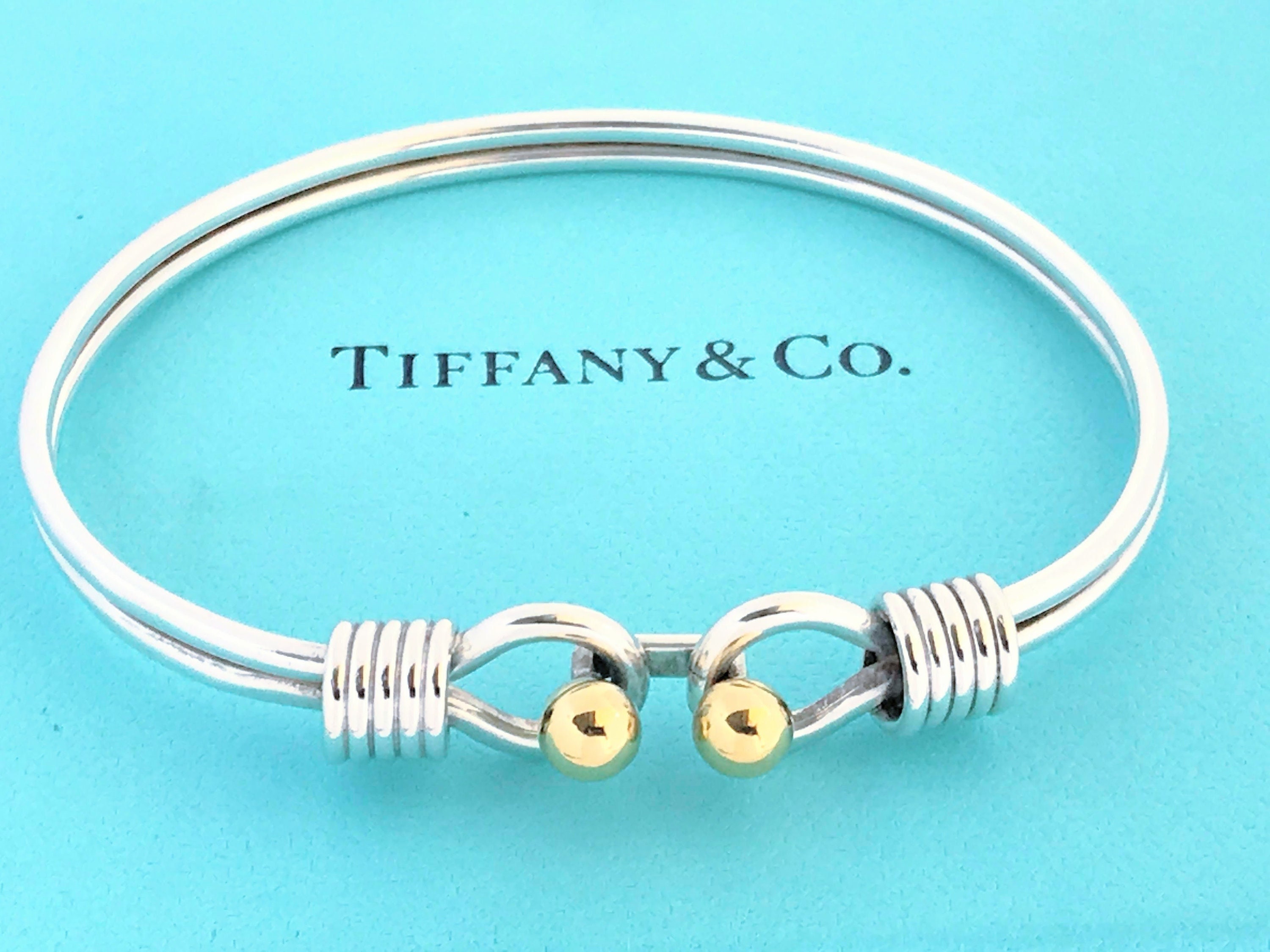 Tiffany & Co Hook & Eye Bangle Silvery Silver Metal ref.766116