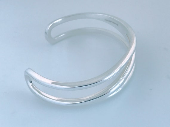 Tiffany & Co. Zig Zag Wave Cuff Bracelet 925 Ster… - image 7