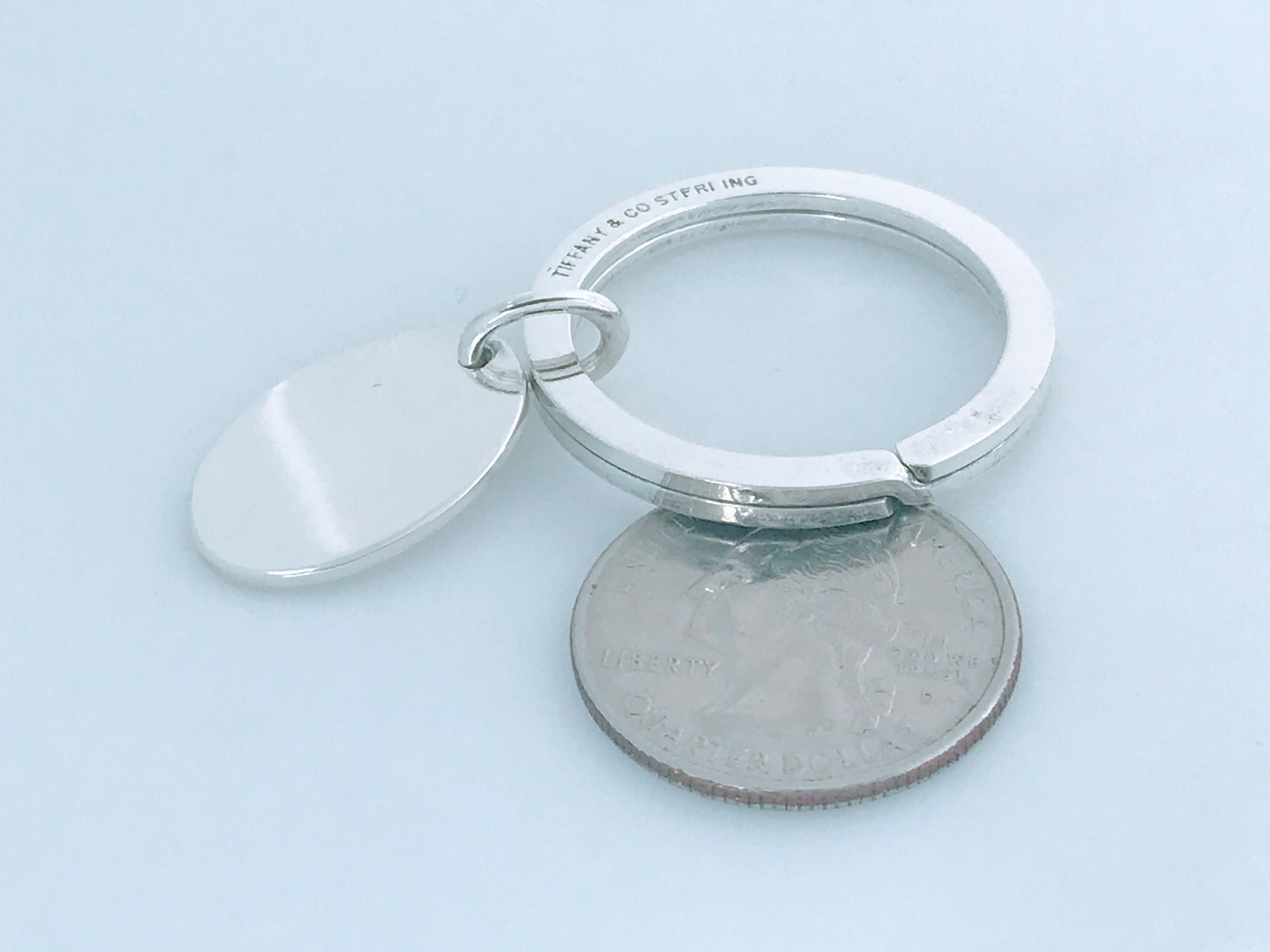 Authentic Tiffany & Co. Sterling Silver Round Key Ring Oval
