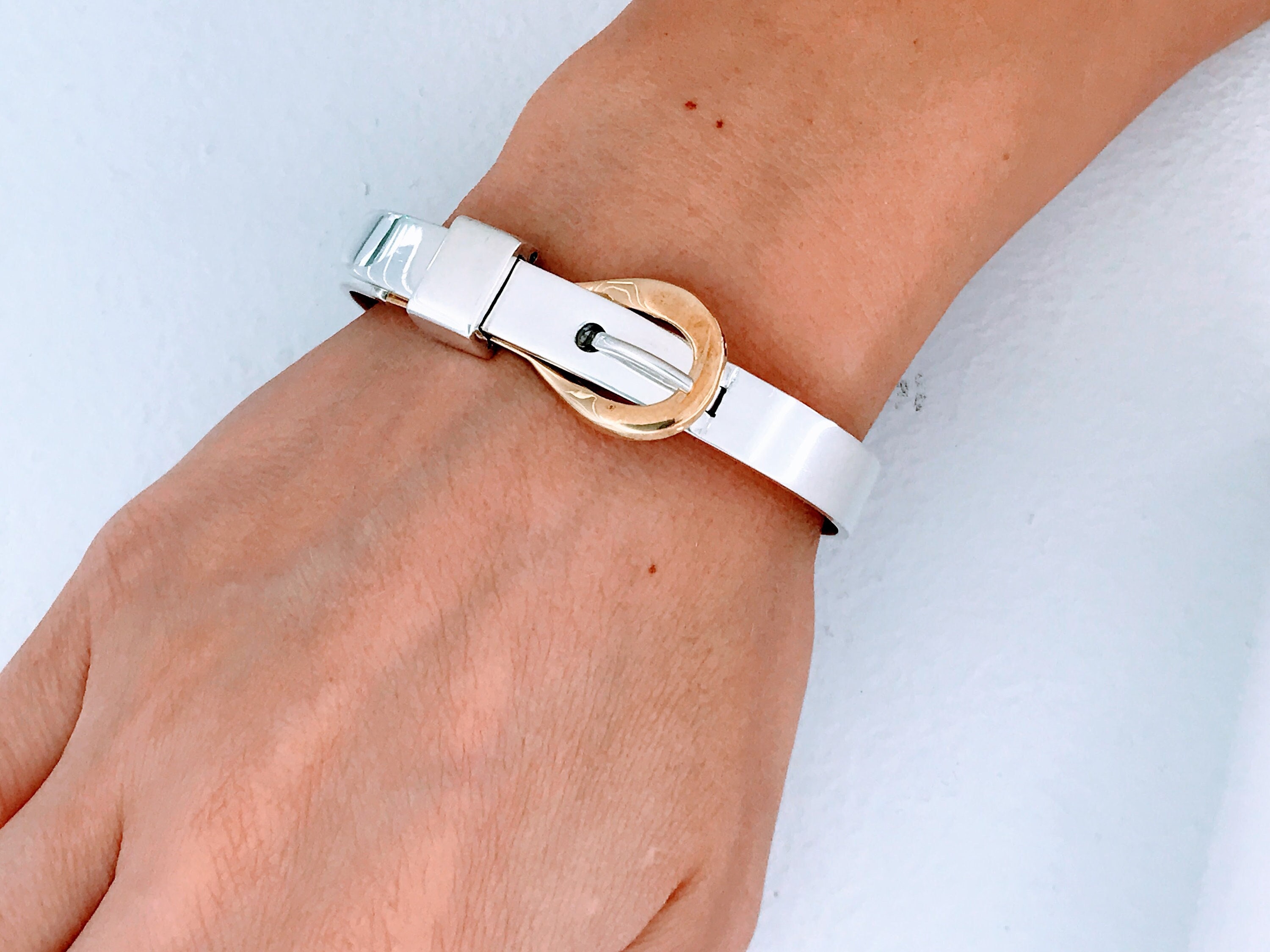 Vintage Taxco Mexico 925 Sterling Silver Belt Buckle Bangle, Retro