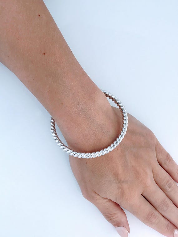 Retro Mexico Solid 925 Sterling Silver Twisted Ca… - image 3