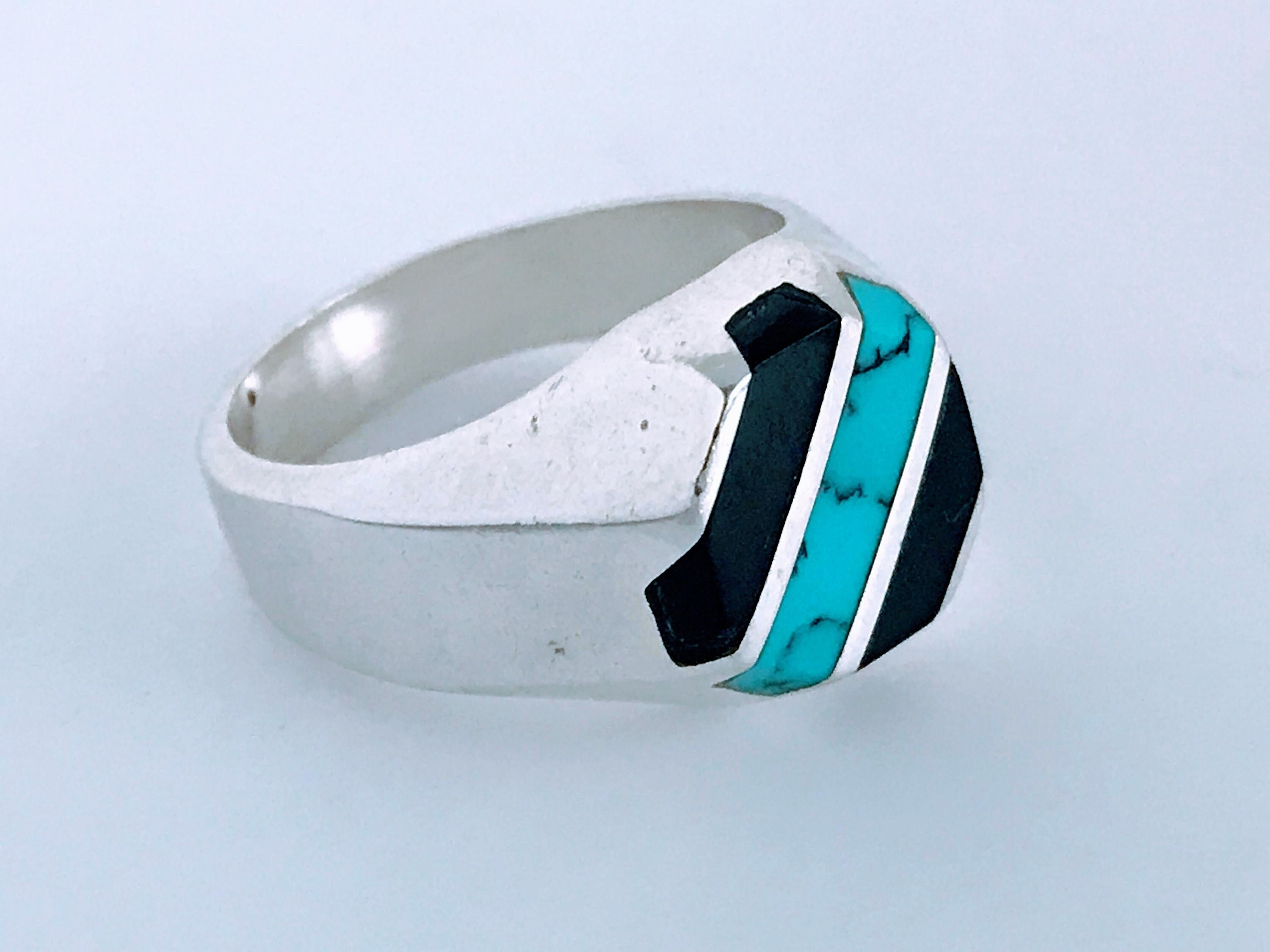VTG Mexico Big Bold Signet Ring Sterling Silver Onyx Faux - Etsy