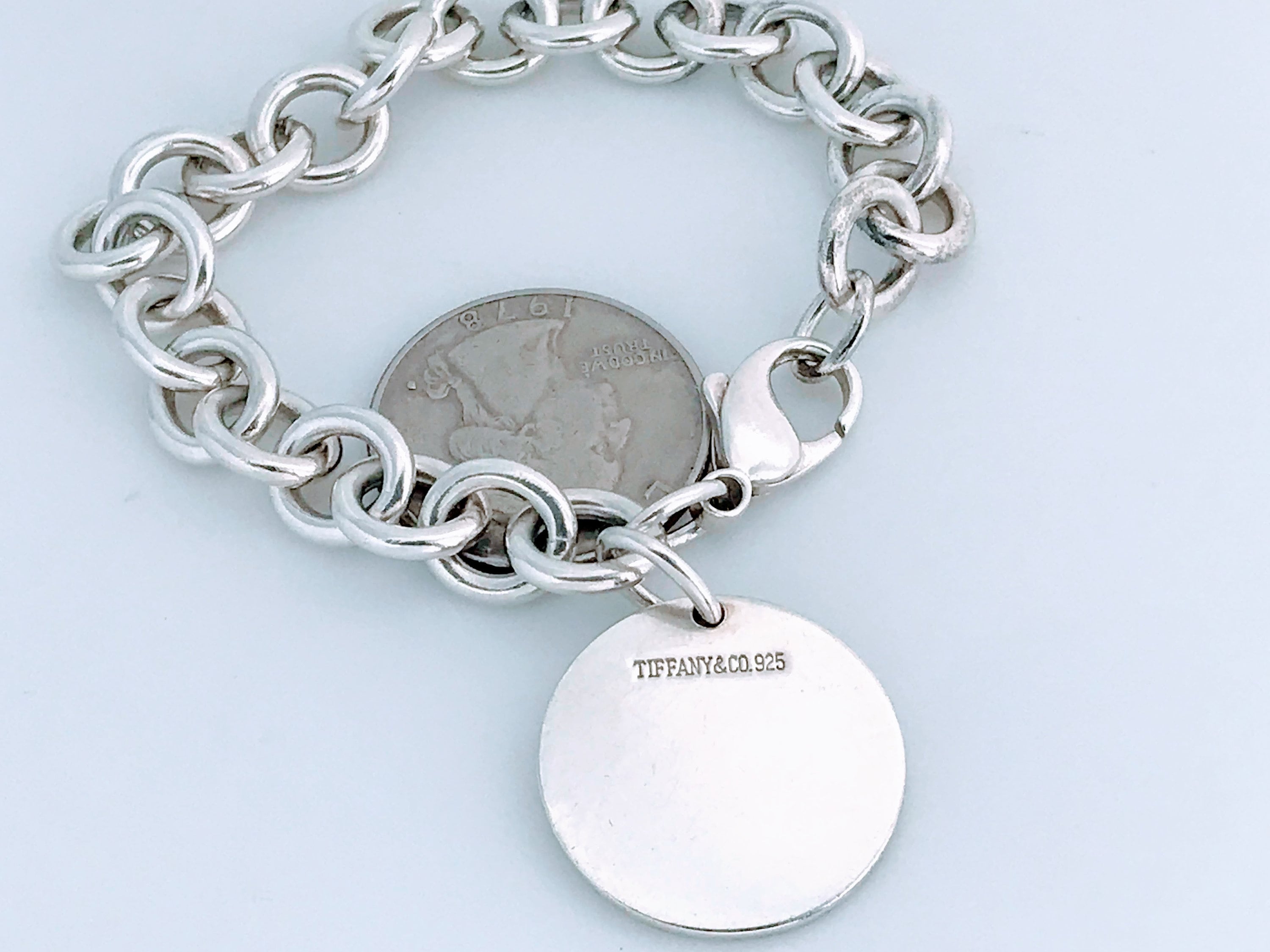 Authentic Tiffany & Co Silver Circle Tag Charm Bracelet 