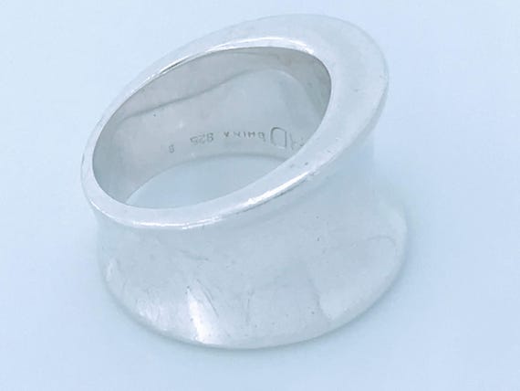 Modern Sculptural Offset Concave Ring Sterling Si… - image 6