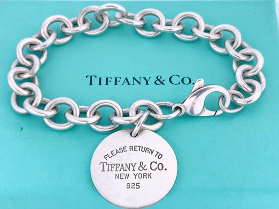 Authentic Tiffany & Co Silver Circle Tag Charm Bracelet | Etsy