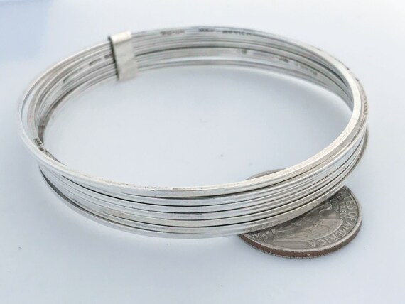 Retro 925 Silver Modernist Minimalist Bangle VTG Taxco Mexico Polished Sterling Silver Bangle Bracelet Large Smooth Silver Round Bangle