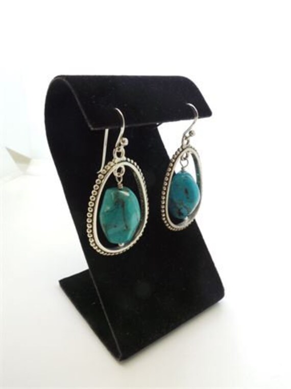 Barse Sterling Silver Turquoise Dangle Drop Earri… - image 4