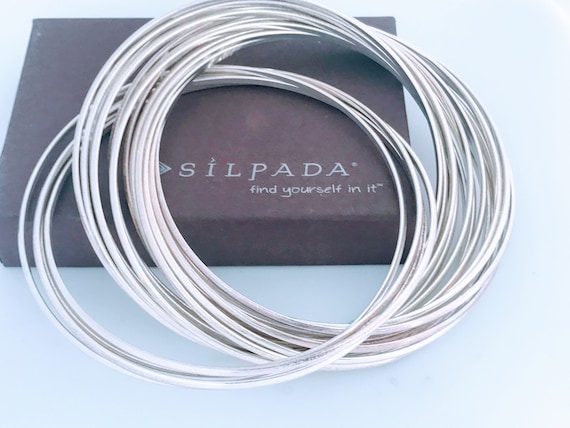 Silpada Sterling Silver 21 Bangle Salute Bracelet Silpada Round