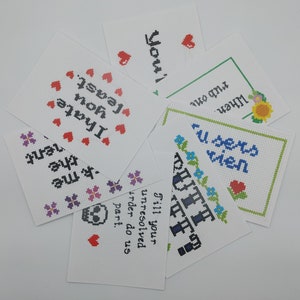 Cartes d’impression Cross Stitch . Carte anniversaire, carte de mariage, just for fun card, cartes snarky - blank inside . LIVRAISON GRATUITE