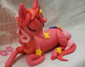 Galaxy My Little Pony Figure | G1 Twinkle Eye Unicorn | Handmade Polymer Clay Pony Collectible | Vintage MLP Fan Art | Galaxy Pony Sculpture