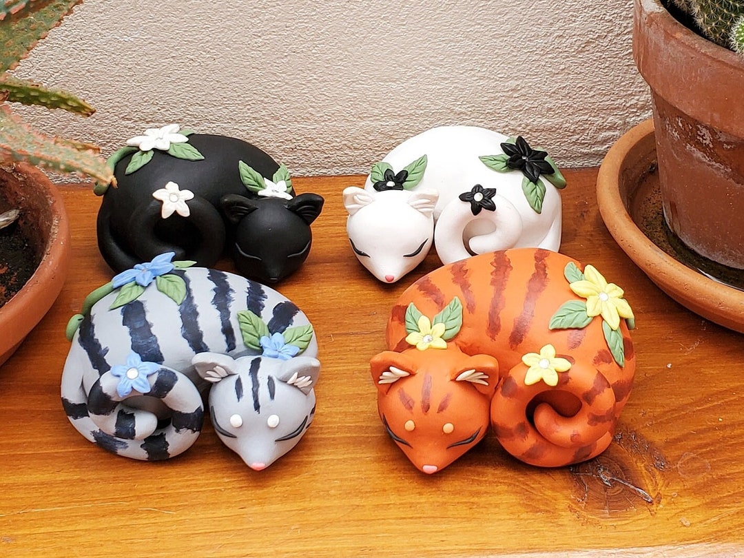 Sleeping Cat Figure | Handmade Polymer Clay Custom Cat Sculpture ...