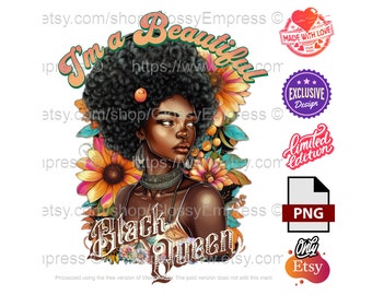Melanin Black Girl PNG Clipart Illustration, Transparant Black Queen Sublimation Design, Black Girl Magic T-shirt Design, Fashion Afro Girl
