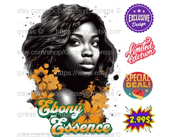 Melanin Black Girl PNG Clipart Illustration, Black Girl Magic T-shirt Design, Fashion Afro Girl, Transparant Black Queen Sublimation Design