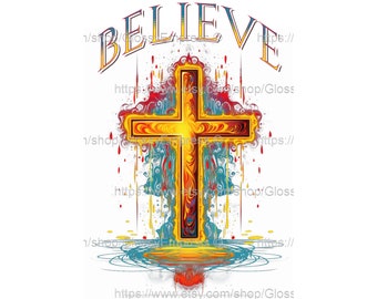 Jésus SVG, Cross Believe couper fichier pour Silhouette ou Cricut, Jésus PNG pour Sublimation, Christian T-shirt svg, Jésus PNG, Téléchargement immédiat