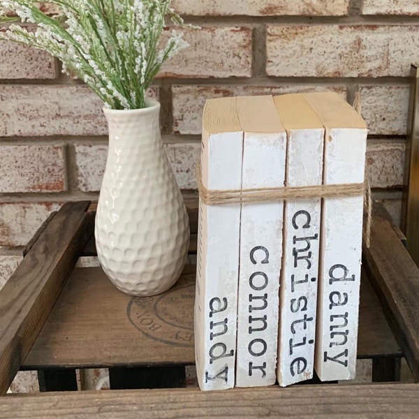 Personalized and Customized Stacks |  Farmhouse-style books | Vintage | Gift Ideas | Neutral Decor | Shabby Chic | Personalized |