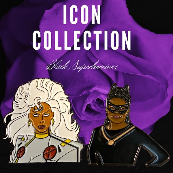 Icon Collections Black Super Heroines and Villains Lapel Pins