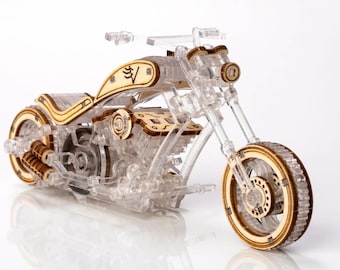 Mechanical Movable Wooden 3D Veter Models Puzzle Chopper-v1 Racing Motorbike