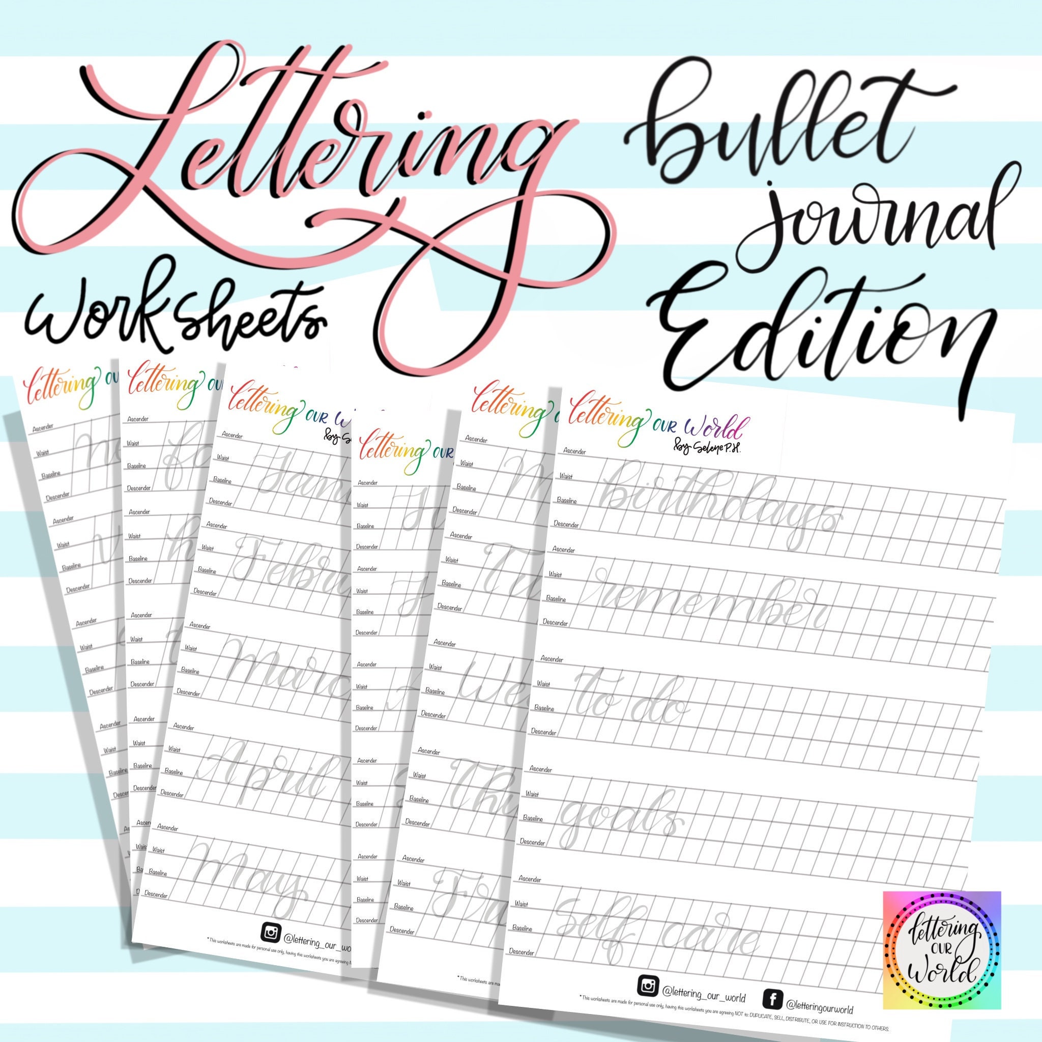 Bullet journal Lettering practice sheets | Etsy