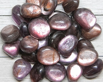 Gem Lepidolite Tumble Stone, HQ Natural Gemmy Purple Mica Polished Tumbles, Small Pocket Tumbled Stone Crystal