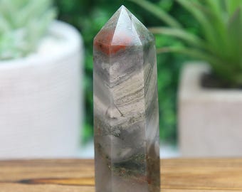 African Bloodstone Tower, Natural Red Green Chalcedony Jasper, Raw Rough Hematite Crystal Stone #ABST440