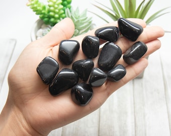 Black Obsidian Tumbled Stone, RAW Obsidian Tumble Crystal Specimen