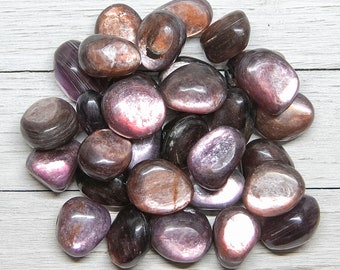 Wholesale Gem Lepidolite Tumble Stone Bulk Lot, HQ Natural Gemmy Purple Mica Polished Tumbles, Small Pocket Tumbled Stone Crystal