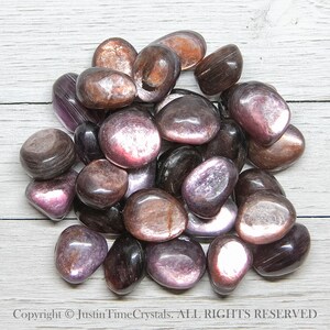 Gem Lepidolite Tumble Stone, HQ Natural Gemmy Purple Mica Polished Tumbles, Small Pocket Tumbled Stone Crystal