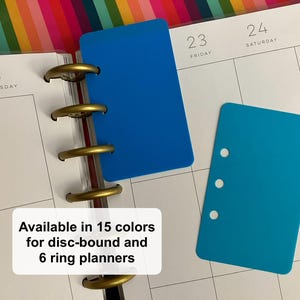 Assorted colors divider bookmark tab inserts for discbound and 6 ring planners page marker planner accessories