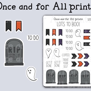 Planner Basics To Do Productive Functional Halloween Hand Drawn Decorative Bullet Journal and Planner Stickers