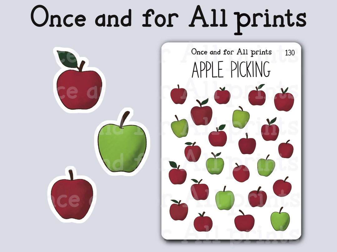 Apple Sticker Sheet Fall Planner Apple Picking Red and Green Apples ...