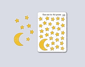 Starry Sky Star Sticker Sheet: Hand Drawn Decorative Bullet Journal and Planner Stickers