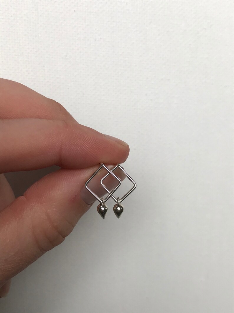 Sterling Silver Open Diamond Shaped Stud Earrings Geometric and Minimalist Jewelry Gift for Her