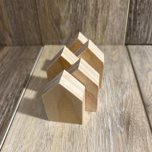 Unfinished Wood House Blocks, Wood House Blocks, Wood House Block Blanks