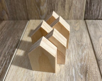 Unfinished Wood House Blocks, Wood House Blocks, Wood House Block Blanks