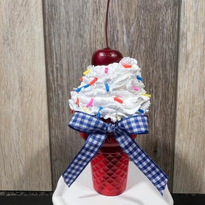 Fake Patriotic Ice Cream Cone, Fake Ice Cream, Patriotic Ice Cream, Patriotic Decor, Red White Blue Decor, Red White Blue Ice Cream
