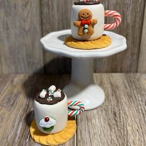 Hot Cocoa Mini Mug Topper ONLY for YOUR Marshmallow Mini Mug for Winter or  Everyday Tier Tray, Fake Hot Fudge with Marshmallows Mini Mug Topper
