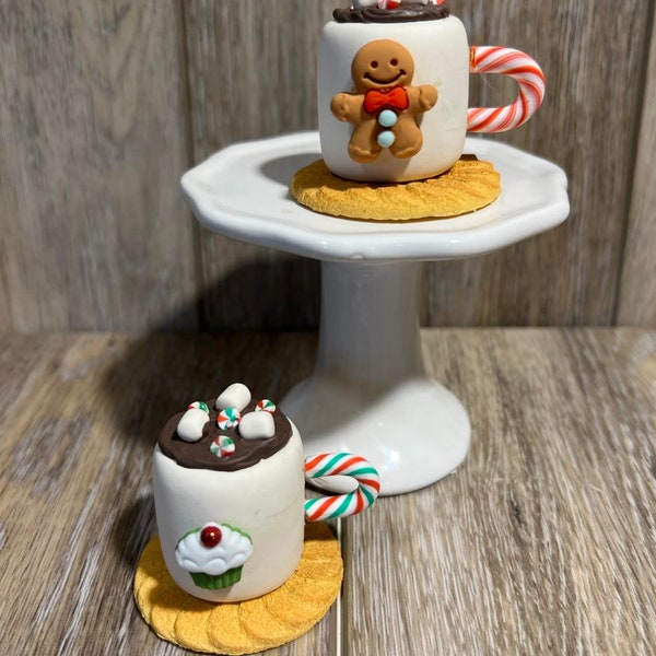 Fake Mini Marshmallow Mug, Fake Gingerbread Mini Marshmallow Mug, Christmas Decor, Gingerbread Decor, Tiered Tray, Fake Hot Chocolate Mug