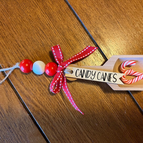 Wooden Candy Cane Scoop, Christmas Scoop, Christmas Mini Scoop, Candy Cane Decor, Mini Scoop, Wooden Scoop, Christmas Decor, Tiered Tray