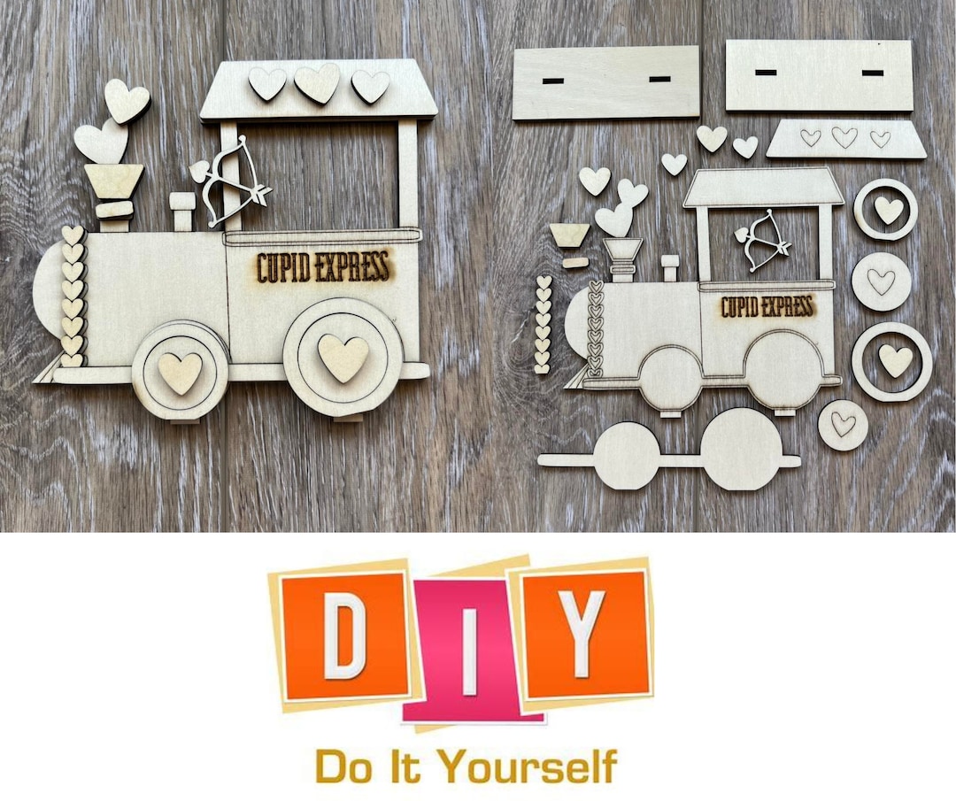 DIY Wooden Valentine Train Without Cupid Kit, Valentine Train Kit ...