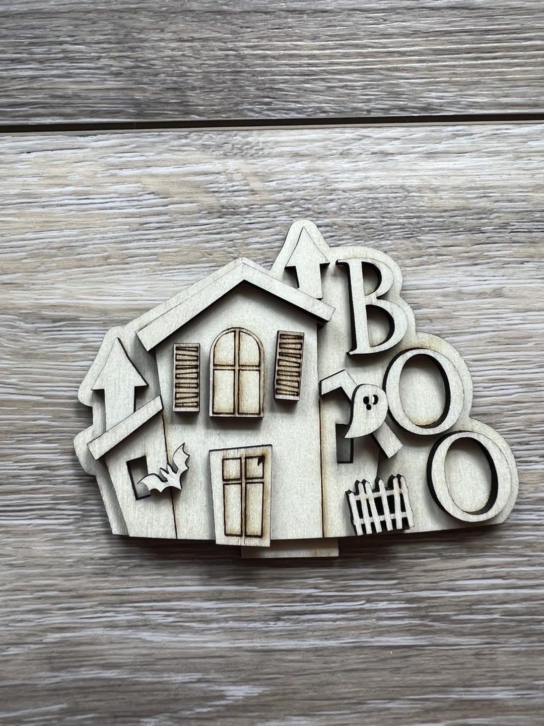 My House Insert DIY Unfinished Boo Haunted House Insert for Small Interchangeable ...