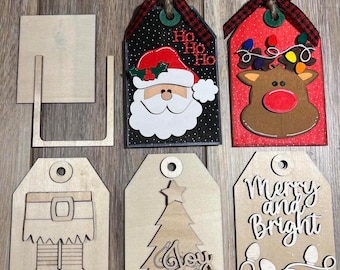 Unfinished Wood DIY Christmas Gift Ornament Tag Gift Card Holder Kit, Christmas Wood Decor, Christmas Decor, Christmas Gift Card Holder