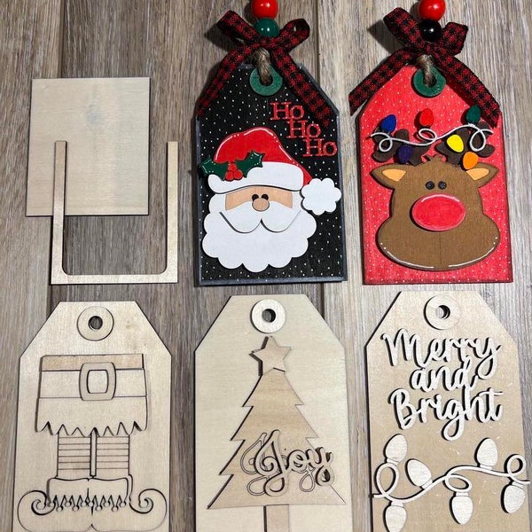 Unfinished Wood DIY Christmas Gift Ornament Tag Gift Card Holder Kit, Christmas Wood Decor, Christmas Decor, Christmas Gift Card Holder