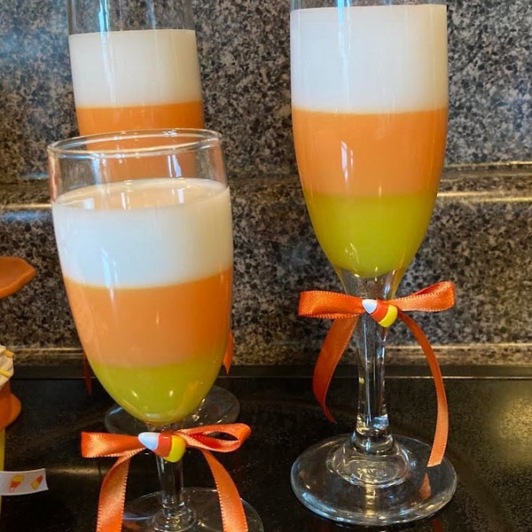 Fake Halloween Drink, Fake Candy Corn Drink, Halloween Decor, Halloween Drink, Fake Layered Halloween Drink, Fake Yellow Orange White Drink