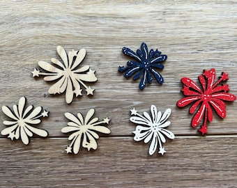 Wooden Fireworks, DIY Unfinished Wood Fireworks, Unfinished Set of 3 Wood Fireworks, Fireworks Set, Fireworks Blanks, Patriotic Filler