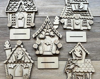 DIY Unfinished Halloween Candy House Shelf Sitter, Unfinished Shelf Sitter House, Halloween House Shelf Sitter, Halloween Decor, Halloween