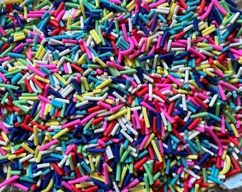 Fake Rainbow Sprinkles, Polymer Clay Fake Sprinkles, Rainbow Polymer Sprinkles, Rainbow Polymer Clay Sprinkles, Jimmies, Shaker Filler