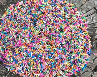 Rainbow Confetti Sprinkles, Polymer Clay Fake Sprinkles, Small Mixed Rainbow Polymer Sprinkles, Short Polymer Clay Sprinkles, Jimmies