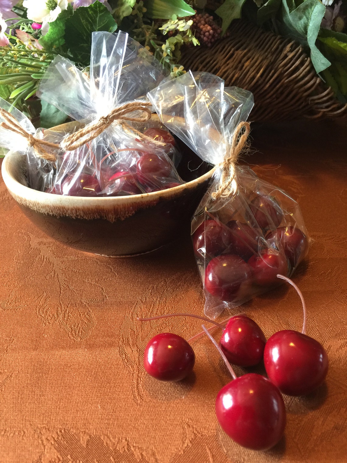 Large Faux Cherries Fake Cherries Kitchen Decor Fake Bake Etsy