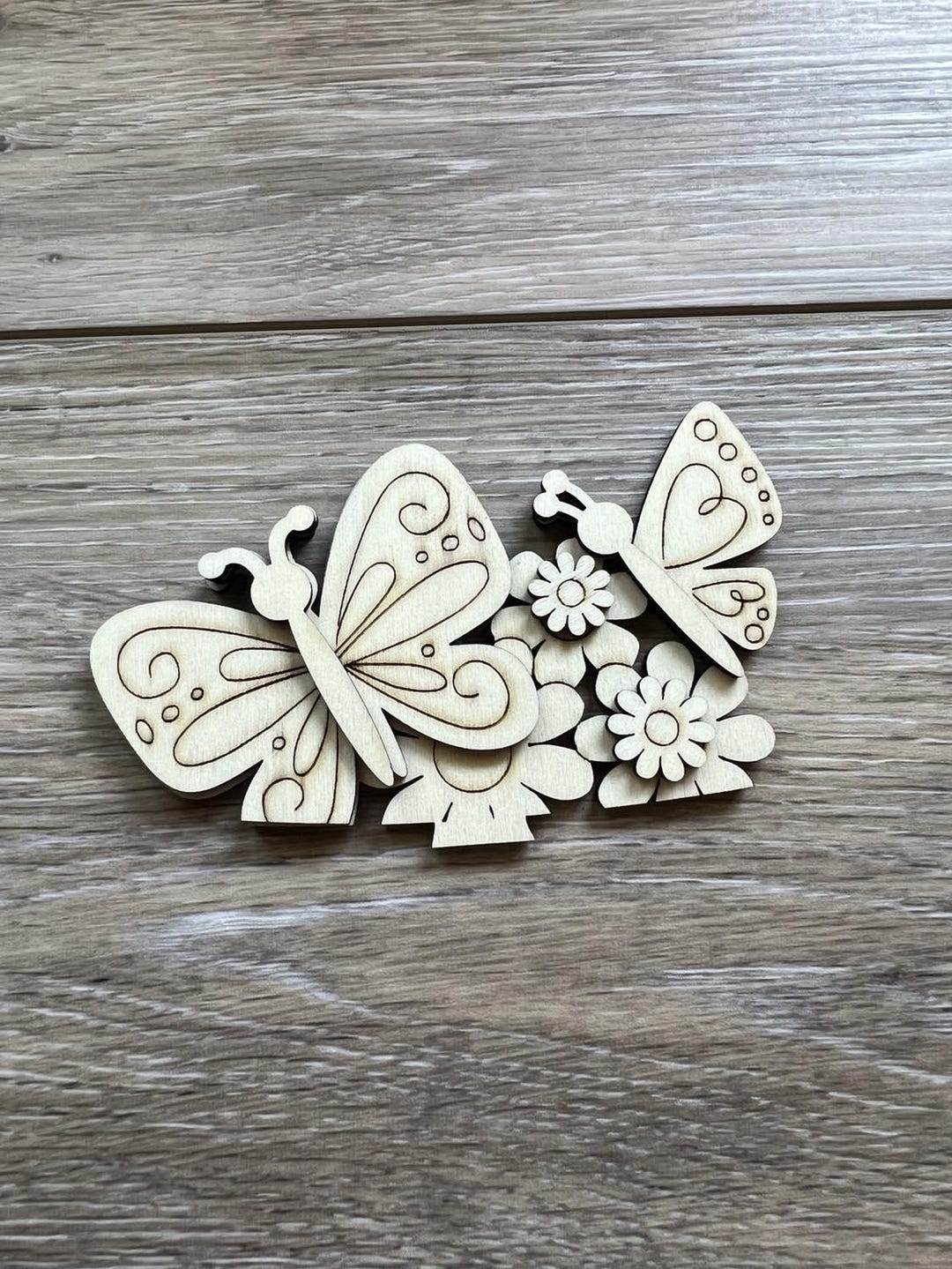 DIY Unfinished Butterfly and Spring Flowers Insert for Small Basket ...
